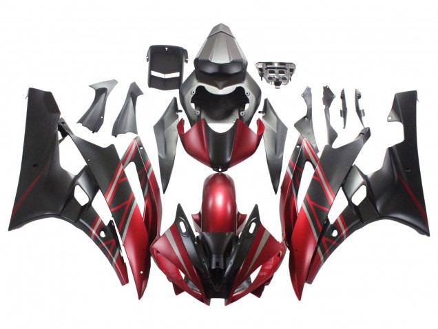 Carénages Moto Yamaha YZF 600 R6 2006-2007 - Rouge Noir Mat