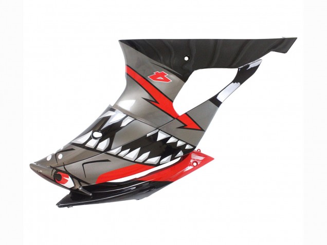 Carénages Moto Yamaha YZF 600 R6 2008-2016 - Argent Noir Rouge Requin 4