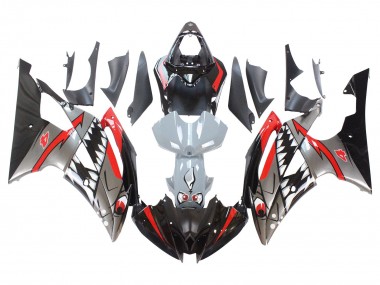 Meilleurs Carénages Moto Yamaha YZF 600 R6 2008-2016 - Argent Noir Rouge Requin 4