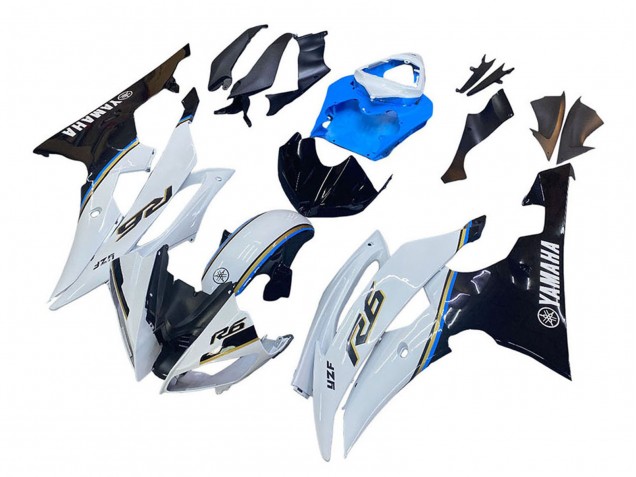 Carénage Moto Yamaha YZF 600 R6 2008-2016 - Blanc Bleu Noir Brillant