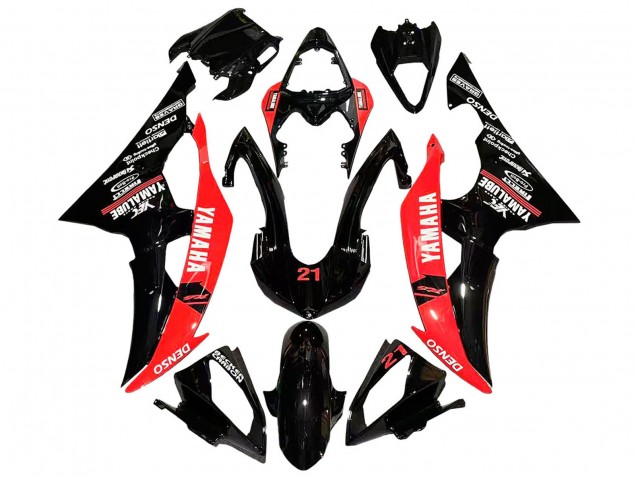 Carénages Moto Yamaha YZF 600 R6 2008-2016 - Rouge Noir Brillant DENSO Yamalube 21