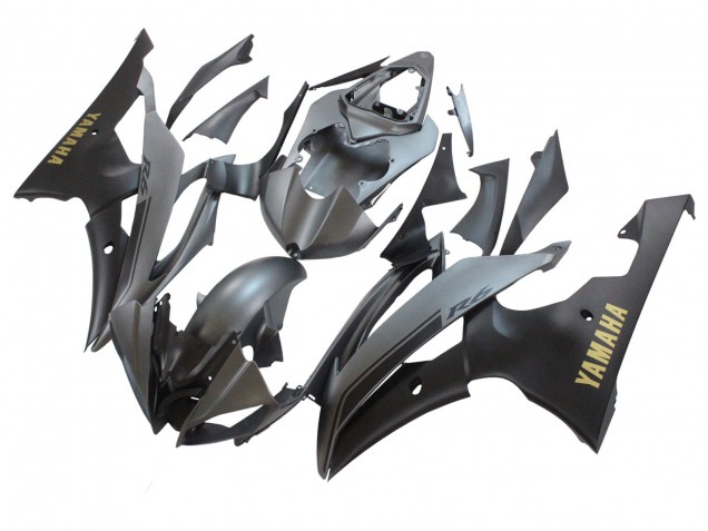 Carénages Moto Yamaha YZF 600 R6 2008-2016 - Gris Noir Mat Or Décalque