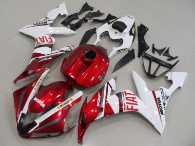 Meilleurs Carénages Moto Yamaha YZF R1 2004-2006 - Blanc Rouge Fiat Motul