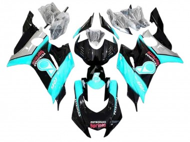 Meilleurs Carénages Moto Yamaha YZF 600 R6 2008-2016 - Bleu Clair Noir Brillant Petronas