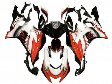 Meilleurs Carénages Moto Yamaha YZF 600 R6 2017-2023 - Blanc Rouge Noir Requin