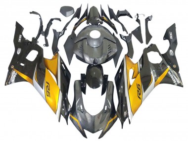 Meilleurs Carénages Moto Yamaha YZF 600 R6 2017-2023 - Or Noir Fibre de Carbone