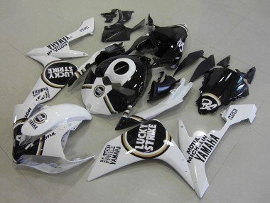 Meilleurs Carénages Moto Yamaha YZF R1 2007-2008 - Blanc Noir Lucky Strike