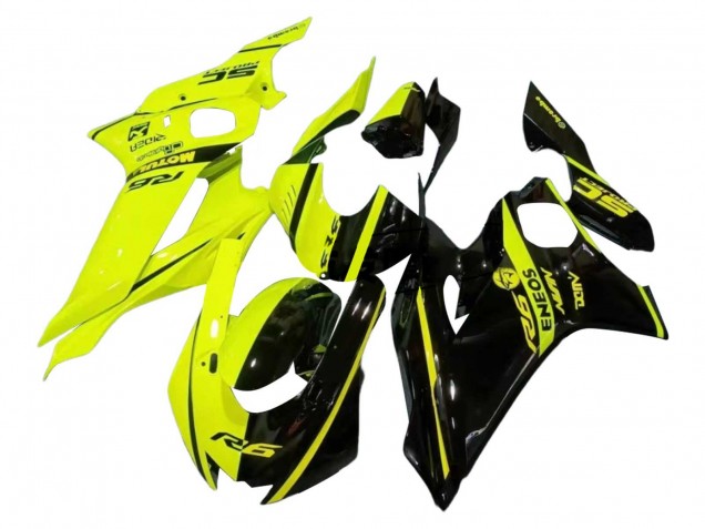 Carénages Moto Yamaha YZF 600 R6 2017-2025 - Jaune Néon Noir Brillant Diviser