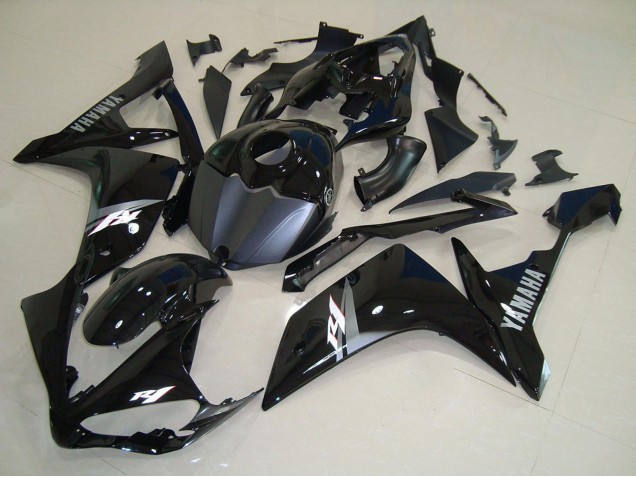 Carénages Moto Yamaha YZF R1 2007-2008 - Noir Brillant Noir Mat Blanc Décalque
