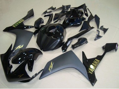 Meilleurs Carénages Moto Yamaha YZF R1 2007-2008 - Noir Brillant Noir Mat Or