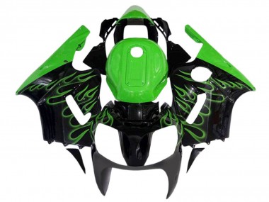 Meilleurs Carénages Moto Kawasaki ZX12R&nbsp; 2000-2001 - Noir Brillant Vert Flamme