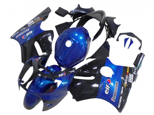 Carénages Moto Kawasaki ZX12R 2000-2001 - Bleu Noir Brillant Elf Bridgestone