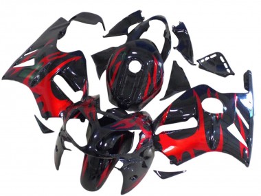 Meilleurs Carénages Moto Kawasaki ZX12R 2000-2001 - Noir Brillant Rouge