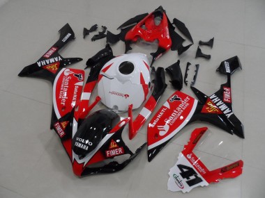 Meilleurs Carénages Moto Yamaha YZF R1 2007-2008 - Rouge Blanc Noir Volvo Fimer Santander