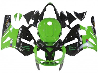 Meilleurs Carénage Moto Kawasaki ZX12R 2002-2006 - Vert Noir Brillant Elf Touch4 Monstre