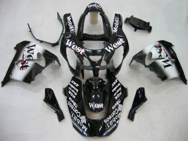 Meilleurs Carénages Moto Kawasaki ZX9R 2000-2001 - Noir Brillant Blanc West