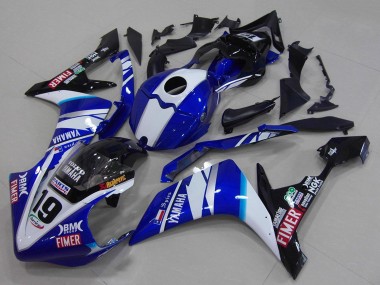 Meilleurs Carénages Moto Yamaha YZF R1 2007-2008 - Blanc Bleu Noir Volvo Fimer