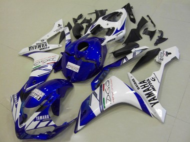 Meilleurs Carénages Moto Yamaha YZF R1 2007-2008 - Blanc Bleu Becker Motul