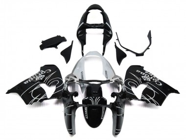 Meilleurs Carénages Moto Kawasaki ZX9R 2000-2001 - Noir Brillant Blanc Corona Extra