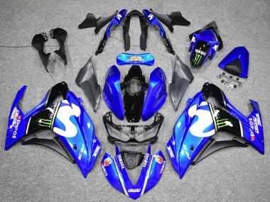 Meilleurs Carénages Moto Yamaha YZF R3 2015-2018 - Bleu Noir Vert Monstre