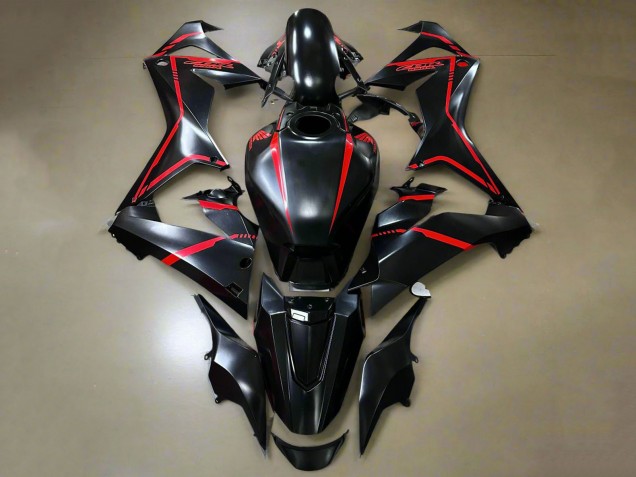 Carénages Moto Honda CBR650R 2019-2020 - Noir Brillant Rouge Bande
