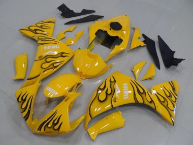 Meilleurs Carénages Moto Yamaha YZF R1 2009-2011 - Jaune Noir Flamme