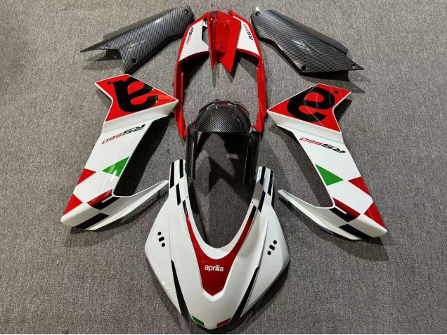 Carénages Moto Aprilia RS660 2020-2024 - Blanc Rouge Noir Fibre de Carbone Vert