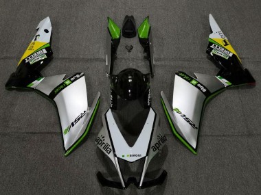 Meilleurs Carénages Moto Aprilia RSV4 1000 2009-2015 - Argent Noir Vert Jaune