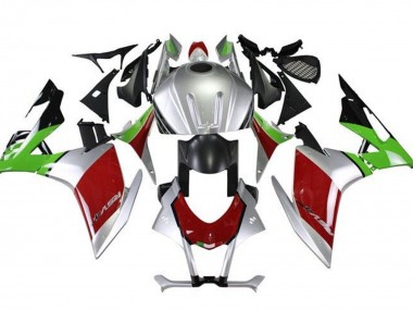 Meilleurs Carénages Moto Aprilia RSV4 1000 2009-2015 - Argent Noir Rouge Vert