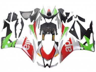 Meilleurs Carénages Moto Aprilia RSV4 1000 2009-2015 - Argent Rouge Vert