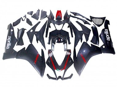 Meilleurs Carénages Moto Aprilia RSV4 1000 2009-2015 - Noir Fausse Fibre de Carbone Rouge