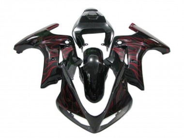 Meilleurs Carénages Moto Suzuki SV650 2003-2013 - Noir Brillant Rouge Flamme