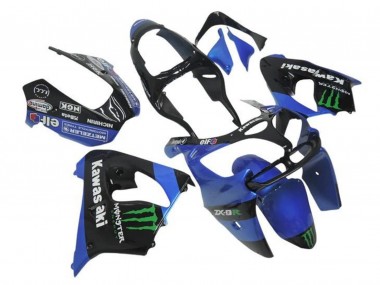 Meilleurs Carénages Moto Kawasaki ZX9R 2000-2001 - Bleu Noir Vert Monstre