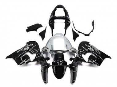 Meilleurs Carénages Moto Kawasaki ZX9R 2002-2003 - Noir Brillant Blanc Corona Extra