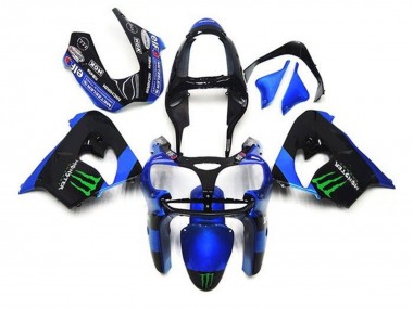 Meilleurs Carénages Moto Kawasaki ZX9R 2002-2003 - Bleu Noir Vert Monstre