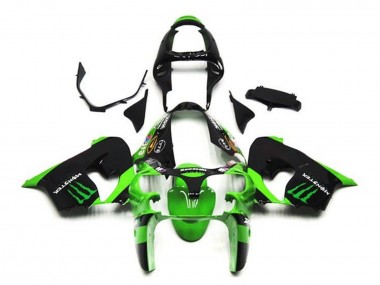Meilleurs Carénages Moto Kawasaki ZX9R 2002-2003 - Vert Noir Monstre