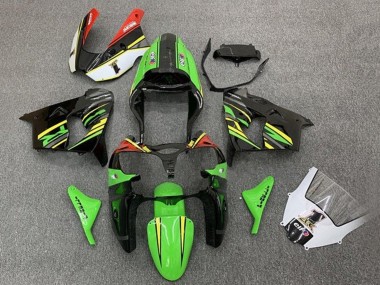 Meilleurs Carénages Moto Kawasaki ZX9R 2002-2003 - Vert Noir Jaune Orange