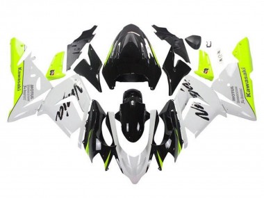 Meilleurs Carénages Moto Kawasaki ZX10R 2004-2005 - Blanc Noir Jaune Néon