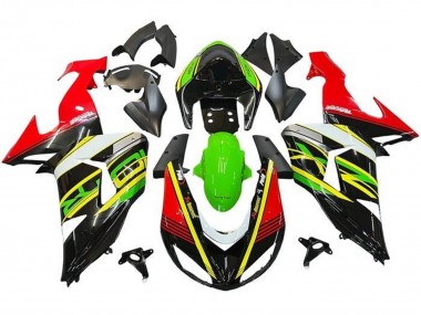 Meilleurs Carénages Moto Kawasaki ZX10R 2006-2007 - Rouge Vert Jaune Noir