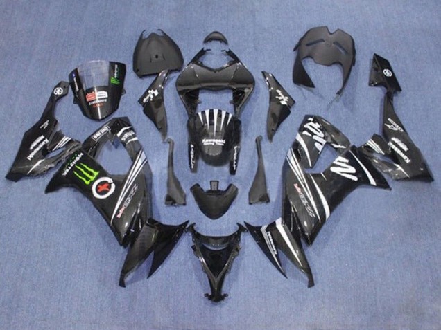 Carénages Moto Kawasaki ZX10R 2008-2010 - Noir Blanc Vert Monstre