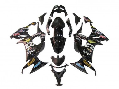 Meilleurs Carénages Moto Kawasaki ZX10R 2008-2010 - Noir Brillant Bleu Jaune Monstre