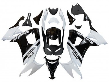 Meilleurs Carénages Moto Kawasaki ZX10R 2008-2010 - Blanc Noir Brillant Bande