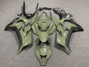 Meilleurs Carénages Moto Kawasaki ZX10R 2011-2015 - Vert Foncé Armée Noir Jaune Étoile