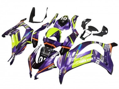 Meilleurs Carénages Moto Kawasaki ZX10R 2016-2020 - Violet Jaune Trick Star Kobelco
