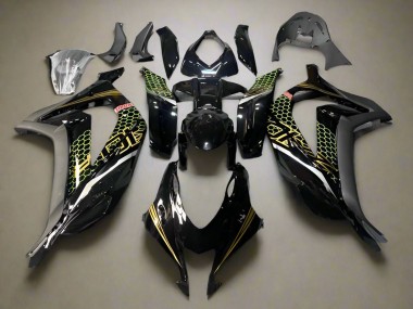 Meilleurs Carénages Moto Kawasaki ZX10R 2016-2020 - Noir Brillant Or Rayon de Miel
