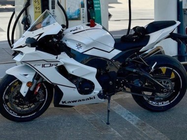 Meilleurs Carénages Moto Kawasaki ZX10R 2021-2025 - Blanc Noir Bande