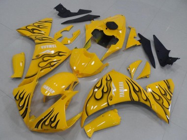Meilleurs Carénages Moto Yamaha YZF R1 2012-2014 - Jaune Noir Flamme