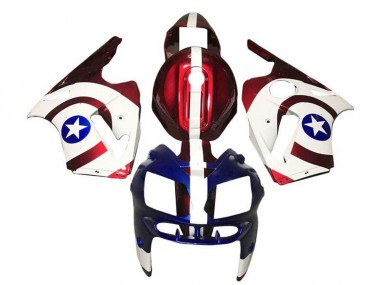 Meilleurs Carénages Moto Kawasaki ZX12R 2000-2001 - Bonbon Rouge Blanc Bleu Captain America