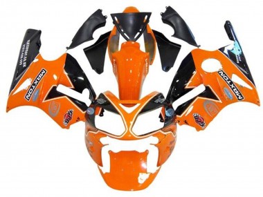 Meilleurs Carénages Moto Kawasaki ZX12R 2000-2001 - Orange Noir Blanc Maxton