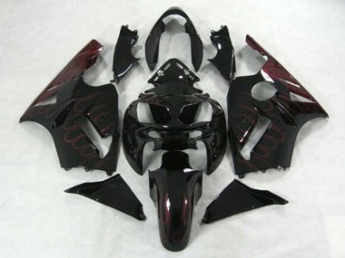 Meilleurs Carénages Moto Kawasaki ZX12R 2002-2006 - Noir Brillant Bourgogne Flamme